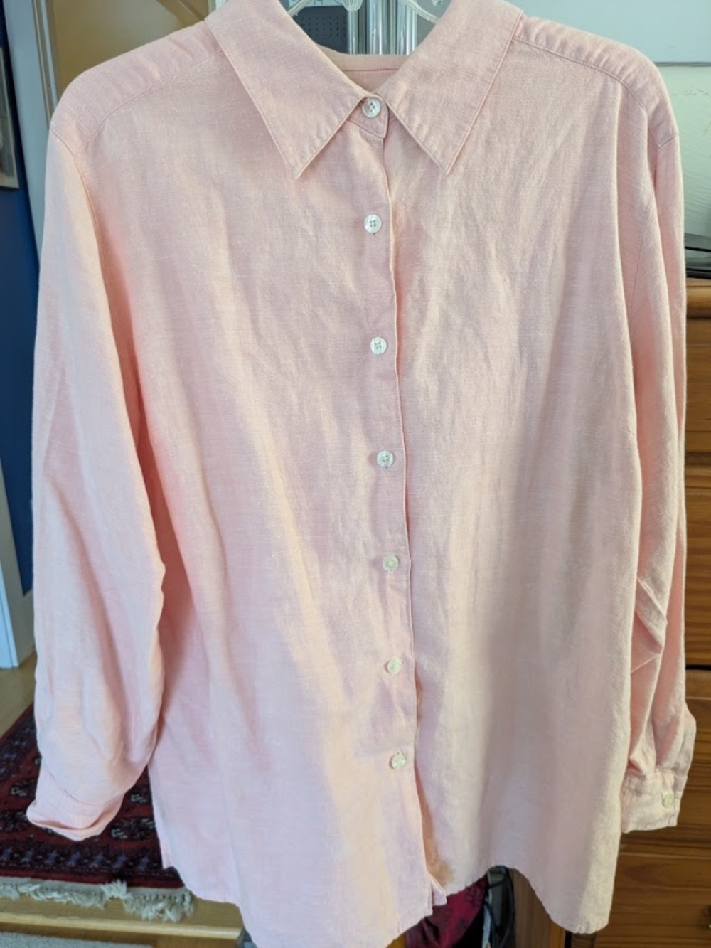 Vintage Villager Sport Woman Pink Linen Blend Blouse, Size 1x